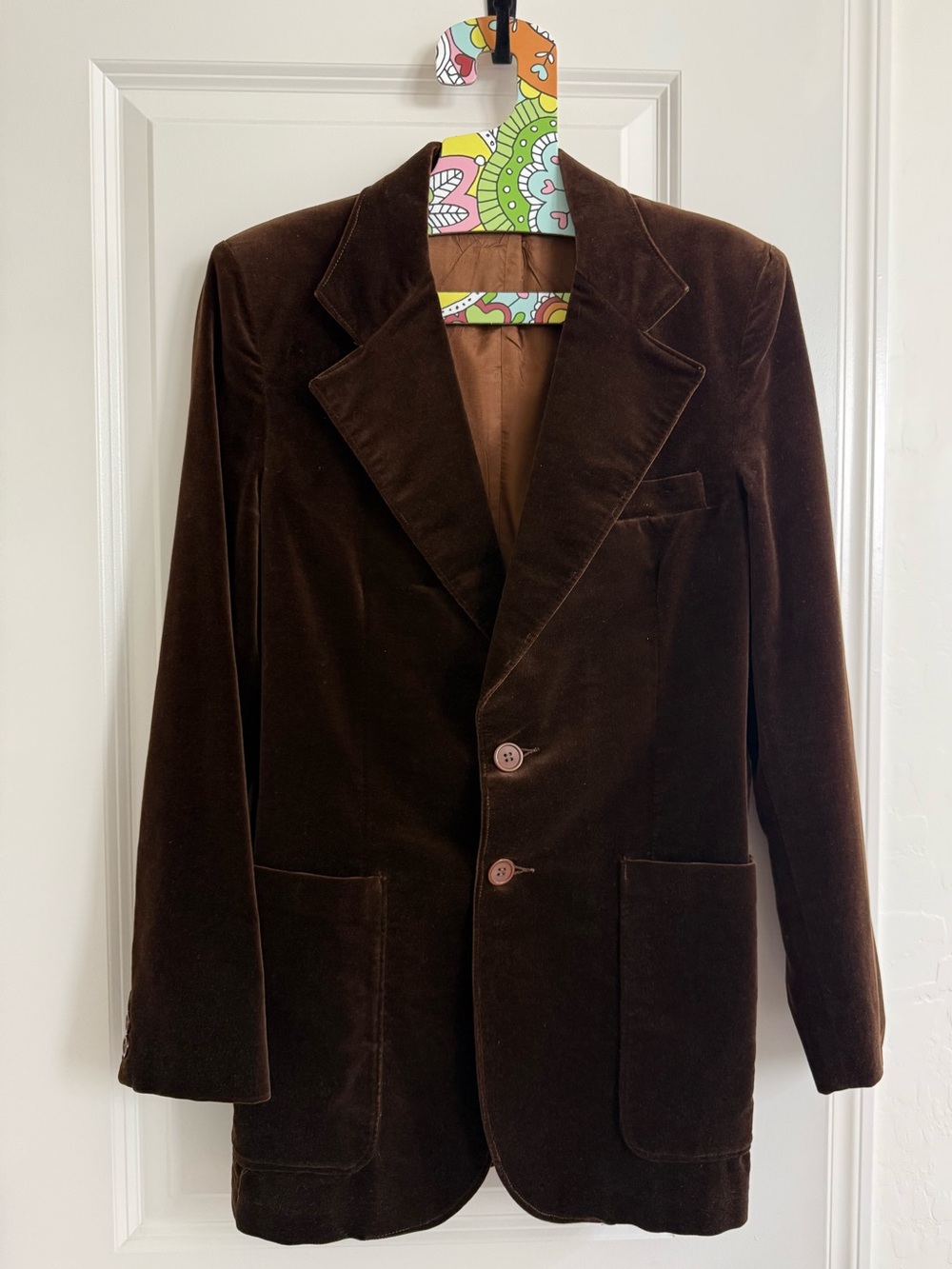Vintage Spatz velvet blazer sport coat double vented patch pockets satin lined